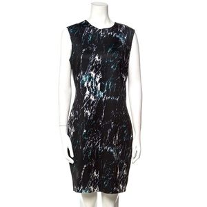 Carmen Marc Valvo Couture Marble Print Sheath Dress Size Large